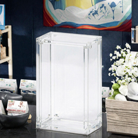 Vitrine de présentation rectangulaire moderne en acrylique, pliable, portable, légère, avec couvercle coulissant et fermeture magnétique, empilable et protectrice