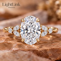Bague de fiançailles pour femme avec diamant ovale cultivé en laboratoire certifié IGI, pierres latérales, personnalisable en or 10K, 14K, 18K, diamant de laboratoire VVS, bijoux