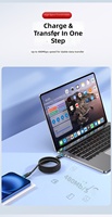 Câble de données USB-C vers Type-C tressé en nylon de 1 m avec gaine TPE, chargement rapide PD 3A 60W premium et rangement magnétique automatique