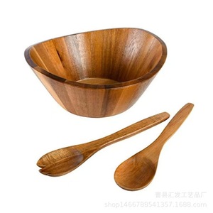 Acacia Wood Salad Bowl <b>Large</b> Solid Wood Handmade Kitchen Tableware For Home Use - Product Image 4