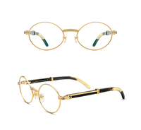 MK24101702 Nuevas Gafas de Cuerno Hechas a Mano Populares para Hombre, Monturas Redondas de Alta Calidad para Todo Tipo de Rostro, Gafas Ópticas de Lujo
