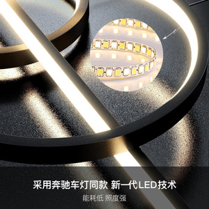 โคมไฟเพดานรูปดาว LED แบบยาวสำหรับห้องรับประทานอาหาร พร้อมระบบควบคุมด้วยเสียง สีดำทอง - Product Image 4