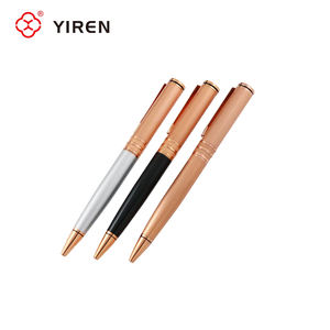 Stylo bille en métal de haute qualité YIREN, design élégant rose et argenté, <span class=keywords><strong>action</strong></span> rotative, idéal pour les cadeaux d'affaires et les signatures. - Product Image 1