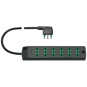 Vimar Power Strip 6 Outlets 35cm Black 90 Degree Plug - Product Image 1