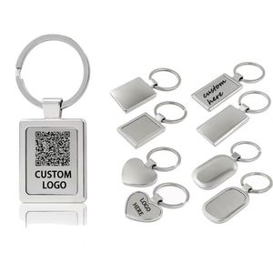 Porte-clés en aluminium vierge avec logo personnalisé, porte-clés en acier inoxydable, porte-clés promotionnel OEM personnalisé avec code QR - Product Image 1