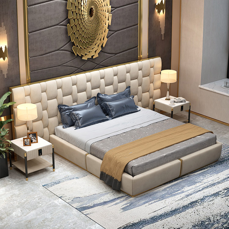 luxury bed with headboard