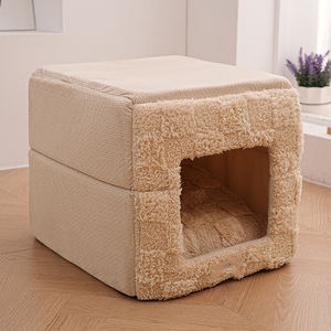 Warme kattenbed, bestseller, 2-<span class=keywords><strong>in</strong></span>-1 grijsbruin, kwaliteit, nieuw huisdierbed, bank, honden- en kattenbed - Product Image 6
