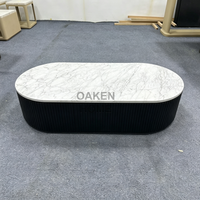 Table basse ovale moderne OAKEN pour salon, meubles de luxe haut de gamme, table basse longue en bois massif artisanal, meubles pour la maison