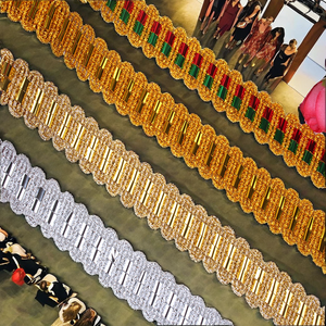 Ruban décoratif en dentelle métallique or et argent, perlé et pailleté, écologique, fait main, pour vêtements, costumes, robes, chapeaux et textiles DIY - Product Image 2
