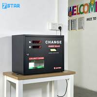 Máquina expendedora de fichas de mesa arcade negra sin atascos, dispensador de fichas de un dólar a un cuarto, máquina de cambio de efectivo a monedas montada en la pared