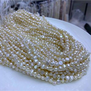 Perle d'eau douce naturelle blanche mini-perle presque ronde de 40 cm2-2,5 mm, perle semi-finie en vrac pour collier - Product Image 3