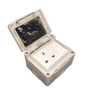 new types 250v 3A ABS material IP55 british standard waterproof socket outdoor 1gang socket with switch light socket with switch