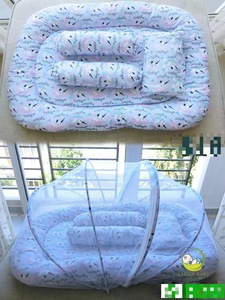 Lit pliant 4-en-1 en coton biologique avec moustiquaire, berceau respirant pour nouveau-né, style princesse, avec canopy en maille - Product Image 3