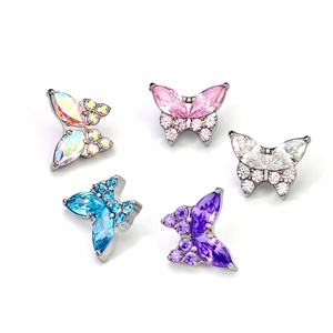 Pendientes de Titanio ASTM F136 con Incrustaciones de Zirconia, Diseño de Mariposa, Unisex, para Oficina/Trabajo, Boda, Piercing Helix - Product Image 3