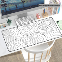 Tapis de souris de jeu grand format ODM Anime, lignes noires topographiques multicolores, bords cousus en caoutchouc imperméable