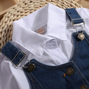 Abito da ragazza primavera/estate in Denim canotta in due pezzi Set camicia geometrica con colletto a Polo <span class=keywords><strong>per</strong></span> bambini - Product Image 3
