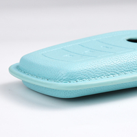 Étui pour clé de voiture en cuir véritable fait main, housse pour clé intelligente avec fenêtre pour logo, pochette de protection fine pour clé