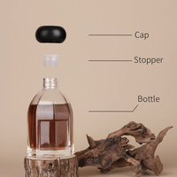 Eric 200ml Heavy Clear Glass Diffuser Bottle 285g Multi-faceted Empty Aroma Reed Diffuser Bottle Black Round Cap Custom Logo