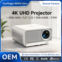 Projecteur UHD 4K OEM RD910, projecteur ultra-natif 4K, moteur optique scellé LCD 5,5'', 3+64 Go, haut-parleur 16 W, projecteur de cinéma maison