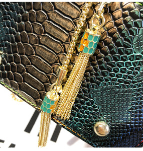 Mới đến cao cấp phụ nữ sang trọng dây rút túi xô với cá kim loại L Phụ nữ cao cấp rắn Python chéo cơ thể túi xách tay Ví - Product Image 4