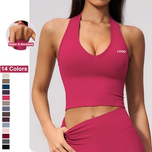 Soutien-gorge de sport dos <span class=keywords><strong>nu</strong></span> rembourré pour <span class=keywords><strong>femme</strong></span>, idéal pour le yoga, le fitness, la course et la gym, avec logo personnalisé, Ropa Deportiva - Product Image 1
