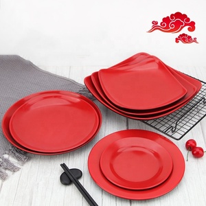 Bols et assiettes ronds rouges et noirs, assiettes en mélamine, ensembles de vaisselle, <span class=keywords><strong>petite</strong></span> <span class=keywords><strong>assiette</strong></span> Plate pour Restaurant - Product Image 5