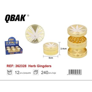 QBAK <b>Herb</b> <b>Grinder</b> 5cm 2.4cm Gold 4-Piece Metal <b>Herb</b> Grinding Tool - Product Image 1