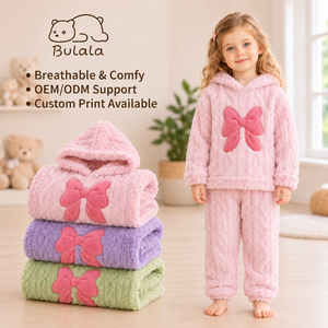 <span class=keywords><strong>Pyjama</strong></span> en polaire <span class=keywords><strong>chaud</strong></span> pour enfants Bulala, ensemble de vêtements de nuit à imprimé de dessins animés mignons, support OEM ODM - Product Image 1