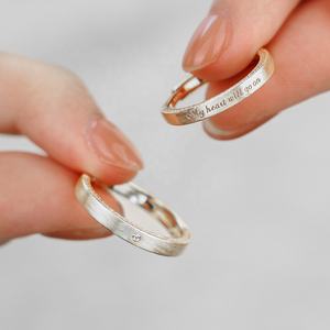 Accepter Logo personnalisé Bagues en argent sterling 925 sculptées pour amoureux Promesse de fiançailles de mariage Couple Or Rhodium Party Fine Jewelry - Product Image 2