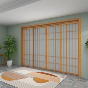 Minimalistisches Design <span class=keywords><strong>Shoji</strong></span>-Tür Japanischer Stil Holztür Eichenrahmen Reispapier-Panel Schiebe-Trennwand - Product Image 6