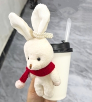 Porte-clés en peluche personnalisé DIY en gros, lapin Teddy, lapin miniature doux, jouet en peluche pour paille de tasse à café