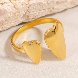 Heart Shape Stainless Steel <b>Ring</b> <b>Adjustable</b> Opening Valentine's Day Jewelry Women's Fashion <b>Rings</b> - Product Image 2