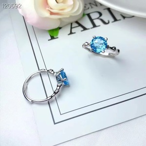 SGARIT Joyería de Plata de Ley 925, Joyería de Moda, Topacio Azul Suizo Natural, Anillo Ajustable, Joyería de Plata Hecha a Mano - Product Image 5