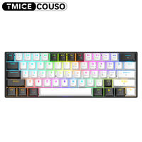 60% Mini clavier mécanique Portable Bluetooth sans fil RVB 61 touches clavier de jeu Compact avec interrupteur tactile marron