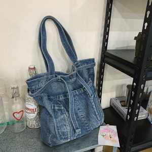 Thiết Kế Phong Cách Denim Unisex Túi Xách Quần Jean Túi Cổ Điển Denim Vải Vai Túi Messenger Đơn Giản <span class=keywords><strong>Tote</strong></span> Túi - Product Image 6