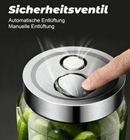 Pot de Fermentation en Verre avec Couvercle et Valve de Ventilation Automatique 1L, Compatible Lave-Vaisselle pour Choucroute, Kimchi, Kéfir, Cornichons