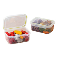 ANYA Récipient alimentaire transparent en plastique pour la conservation des aliments avec couvercle Boîtes de conservation des aliments rectangulaires en plastique réutilisables 0.9L