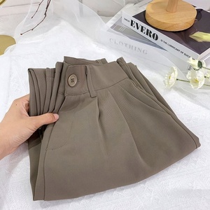 Pantalon de costume taille haute pour femme, style coréen, couleur unie, coupe droite, décontracté et professionnel, longueur cheville, vente en gros - Product Image 2