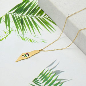 巴勒斯坦地图国旗阿拉伯空心伊斯兰穆斯林不锈钢吊坠时尚珠宝项链批发新款礼物2026 - Product Image 3