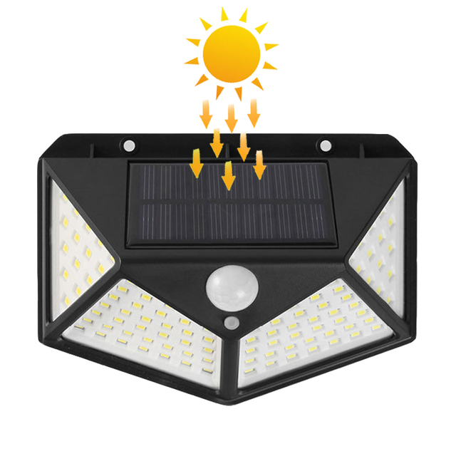 Solar Outdoor Motion Security Lights Waterproof 102 LED Motion Sensor Solar Garden Light 3 Head Motion Sensor Lights Adjustable