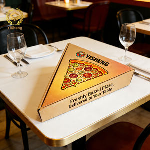 Boîte à pizza en carton ondulé imprimée sur mesure, jetable, en papier kraft, design triangulaire pour tranches, emballage alimentaire <span class=keywords><strong>plat</strong></span> - Product Image 3
