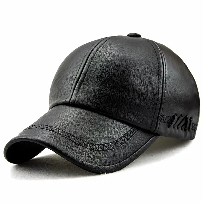 High Quality Hip Hop Bone Masculino Gorra Trucker Hats Men Solid Outdoor Casual Snapback Caps Genuine Leather Baseball Cap