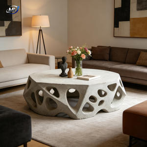 Mesa de Centro Moderna y Duradera de GRC Gris Irregular, Diseño Creativo para Sala de Estar, Muebles para el Hogar - Product Image 3