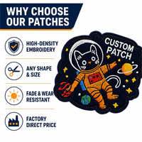 Patch brodé personnalisé Velcro, motif astronaute, chat, espace, planète, étoile, badge thermocollant ou à coudre, applique, patch moral, design mignon