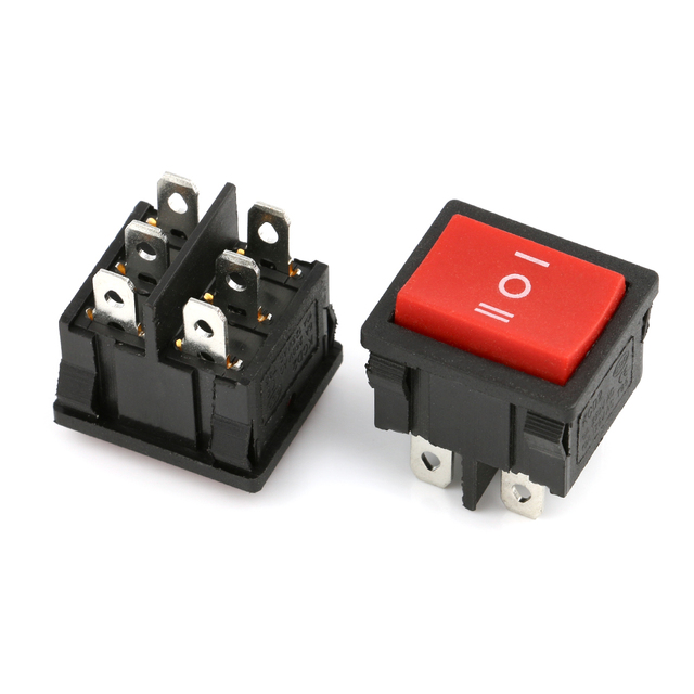 Red  Rocker Toggle Switch  Kcd2 Boat Marine Rocker Switch 6 Pin 3way 16a 250v Dpdt Rocker Switch