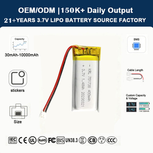 Fabrieksopmaat gemaakte 701738 3.7V 400mAh Li-Polymeer batterij OEM ODM voor draagbare apparaten OEM ODM - Product Image 1