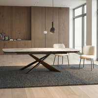 Table à manger moderne personnalisée, luxe léger, pieds en métal, verre trempé, pliable, 4 places, pour hôtel, appartement, salle à manger