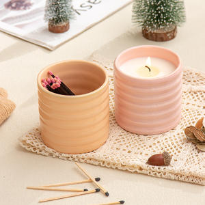 Vaso cilíndrico de cerámica para velas, vacío, hecho a mano, contenedor de aromaterapia para regalo o uso comercial DF2912 - Product Image 4