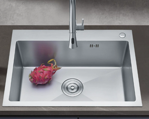 Évier de cuisine en acier inoxydable brossé, cuve simple, surface mate - Product Image 4