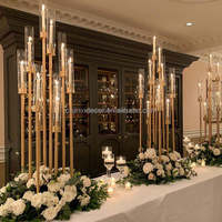 Centres de table modernes pour mariage, décorations de table, porte-bougie en métal doré, chandelier en fer doré, grand candélabre en métal